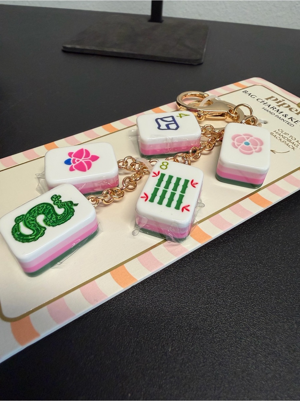 Piper K | Pink & Green Mahjong Tile Bag Charm ๐๏ธ - Picture 8 of 9